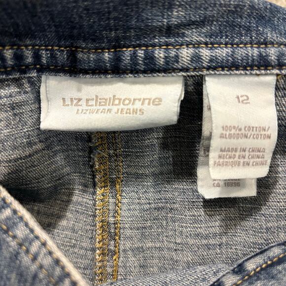 vintage Liz Claiborne light wash casual denim a-line skirt skort, size 12 - Picture 4 of 12